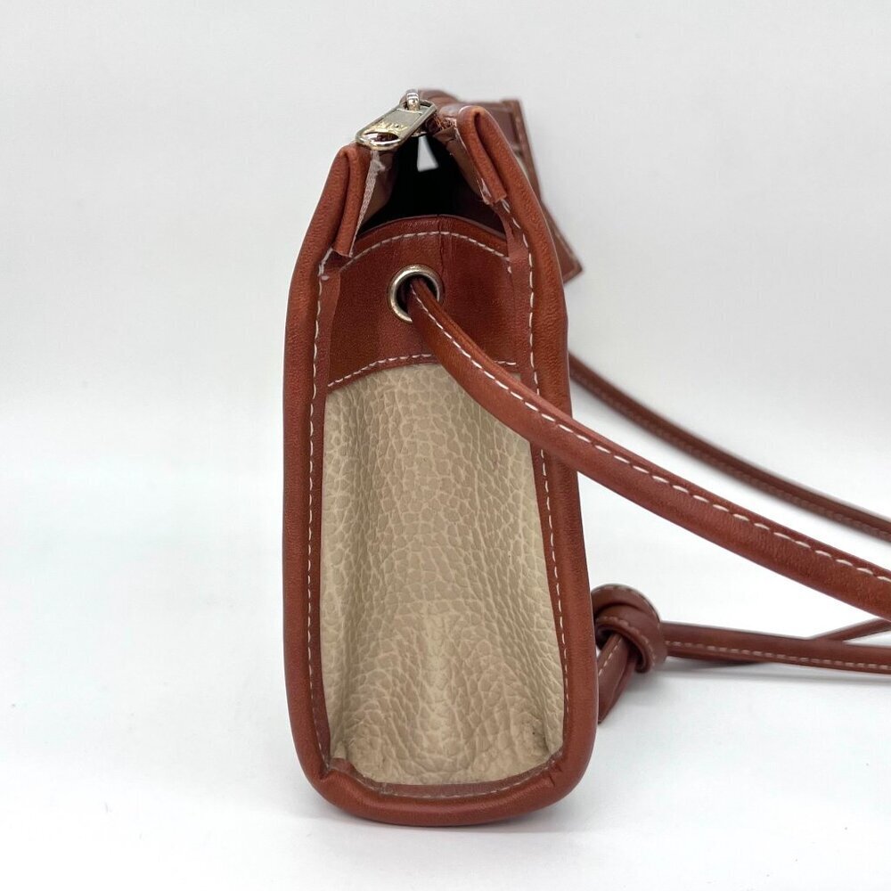 Vintage Crossbody Bag Cream Brown Retro Purse - Picture 5 of 9